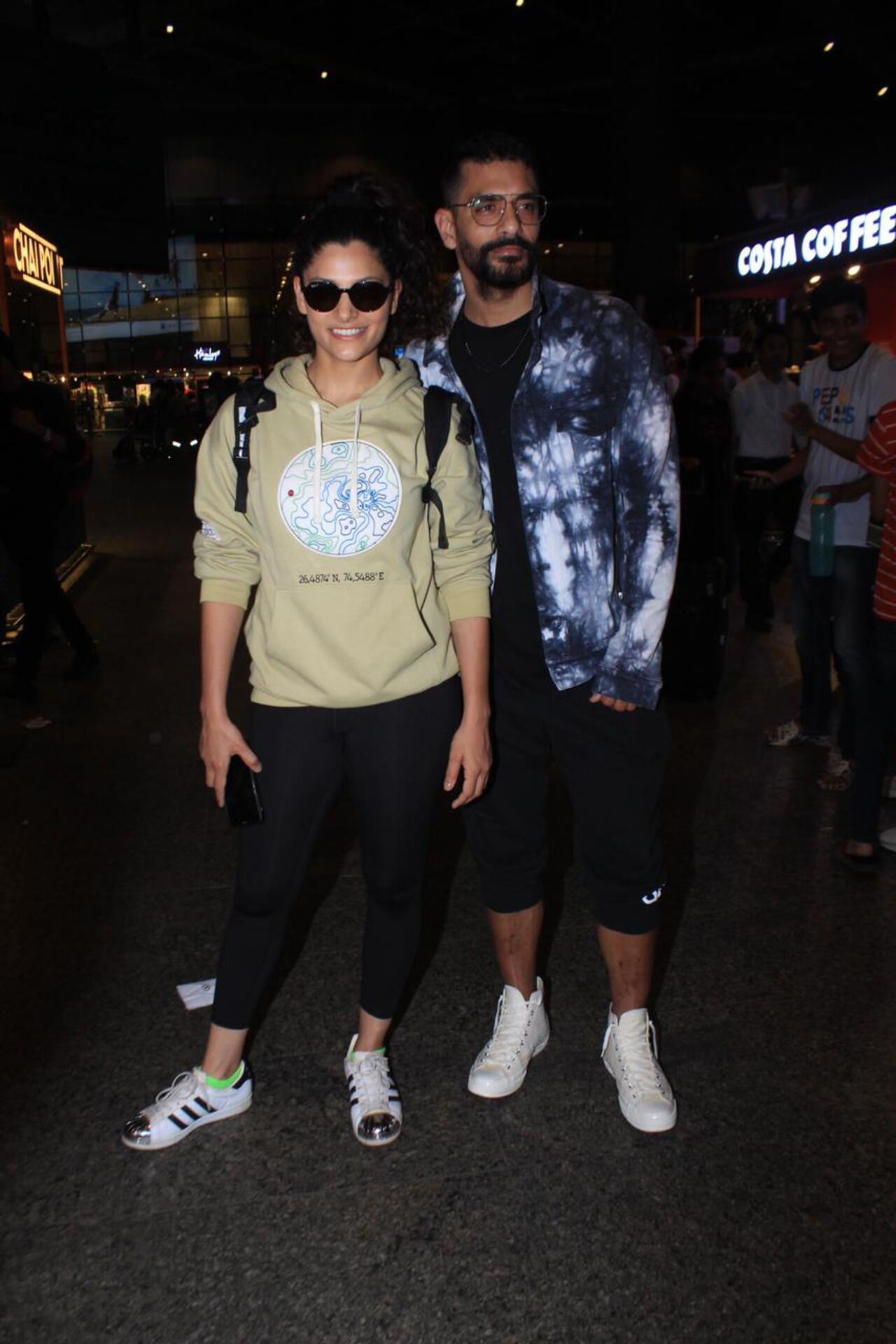Saiyami Kher and Angad Bedi returned to Mumbai from Melbourne